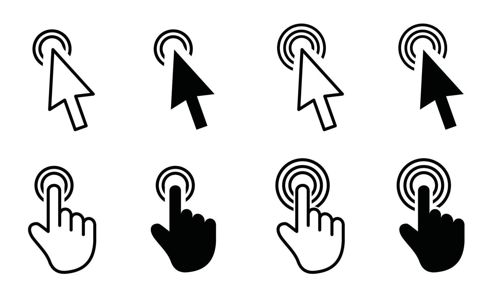 Computer mouse click cursor gray arrow icons set and loading icons vector