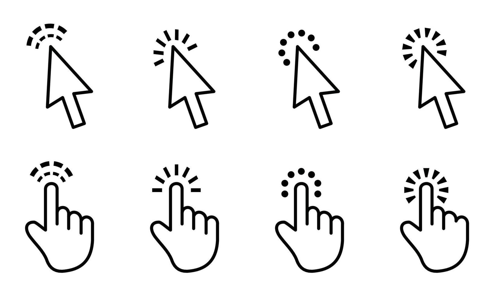 Computer mouse click cursor gray arrow icons set and loading icons vector