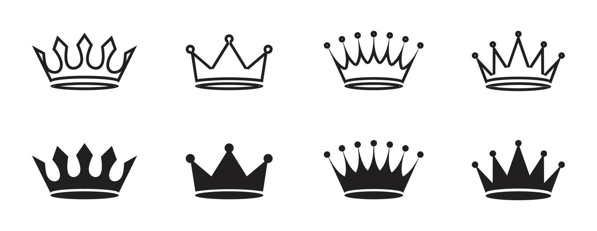 Crown icons set. Crown symbol collection. Vector illustration