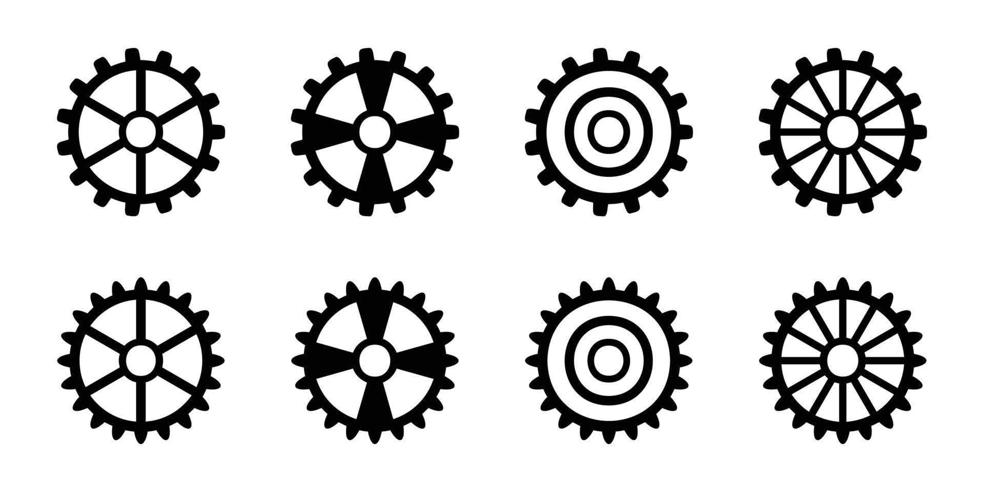 Gear icon set, gear vector set, gear clipart all black sets