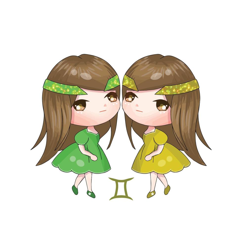 signo del zodiaco chibi géminis vector