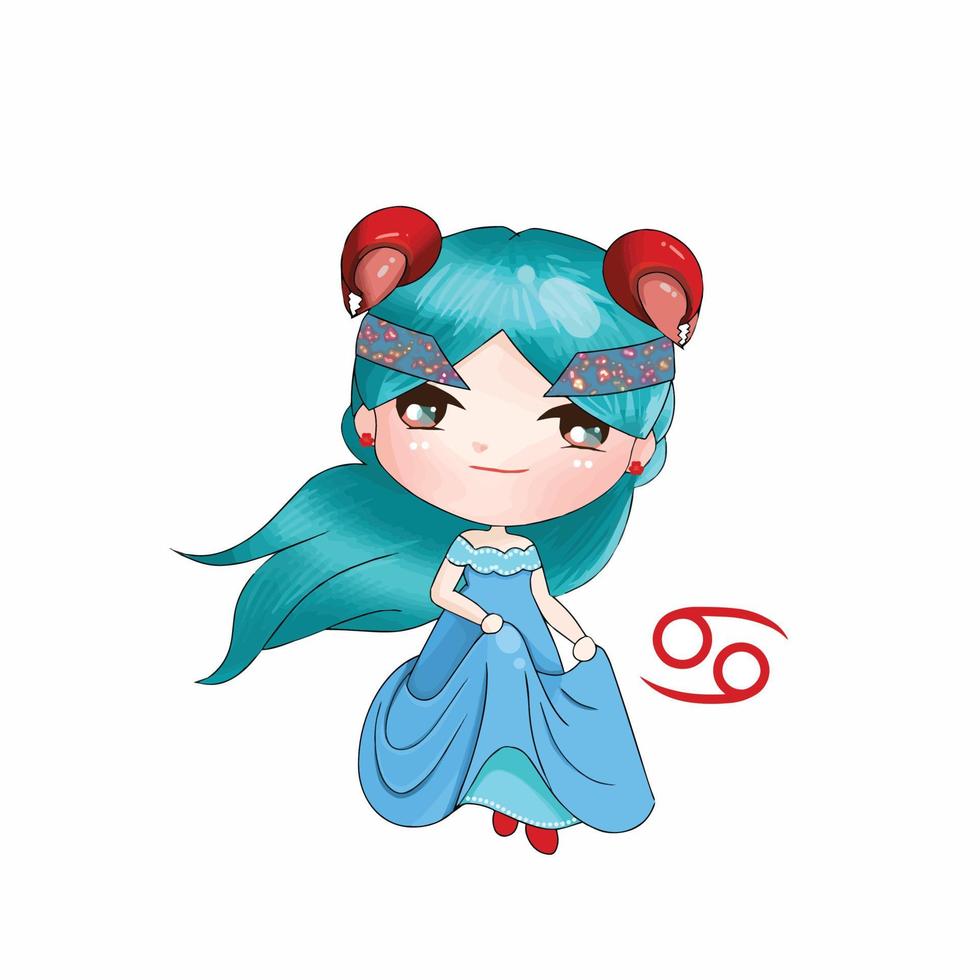 chibi cancer vector illustraion