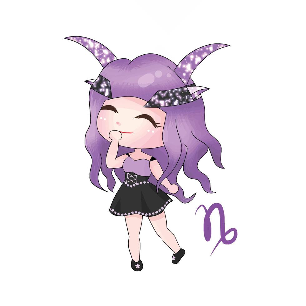 chibi capricorn vector illustration