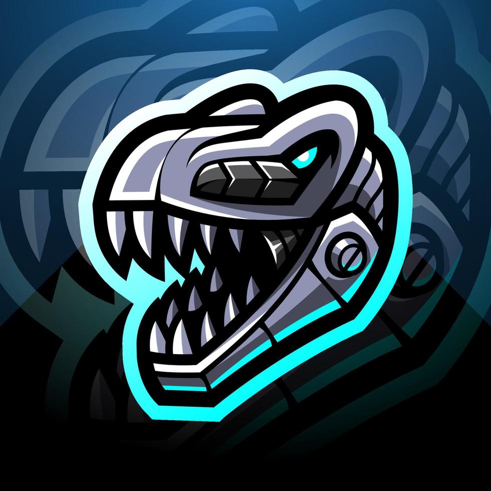 dinosaurio cabeza robot esport mascota logo diseño vector