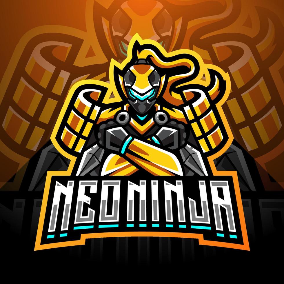 diseño de logotipo de mascota neo ninja esport vector