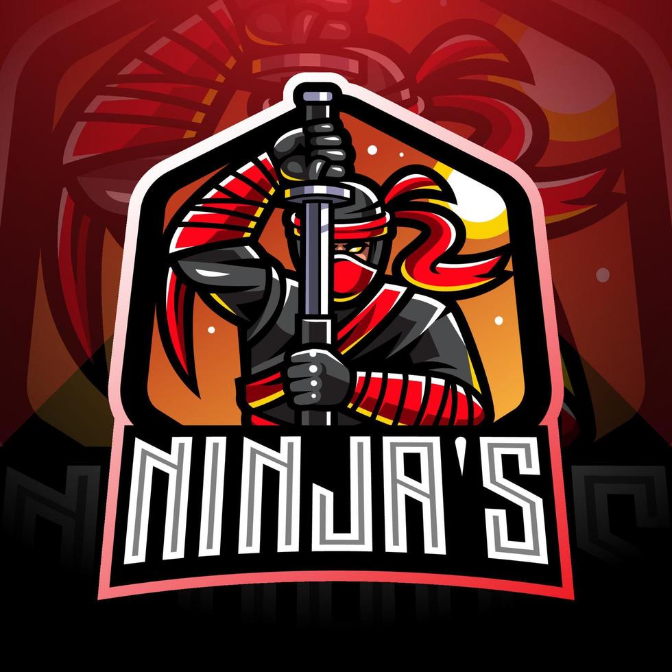 diseño de logotipo de mascota ninja esport vector