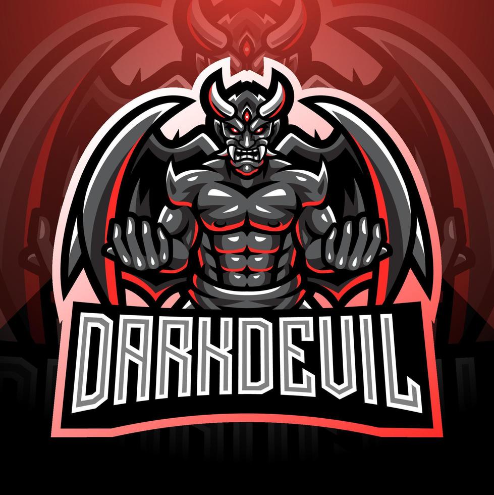 diseño del logotipo de la mascota del esport del diablo oscuro vector