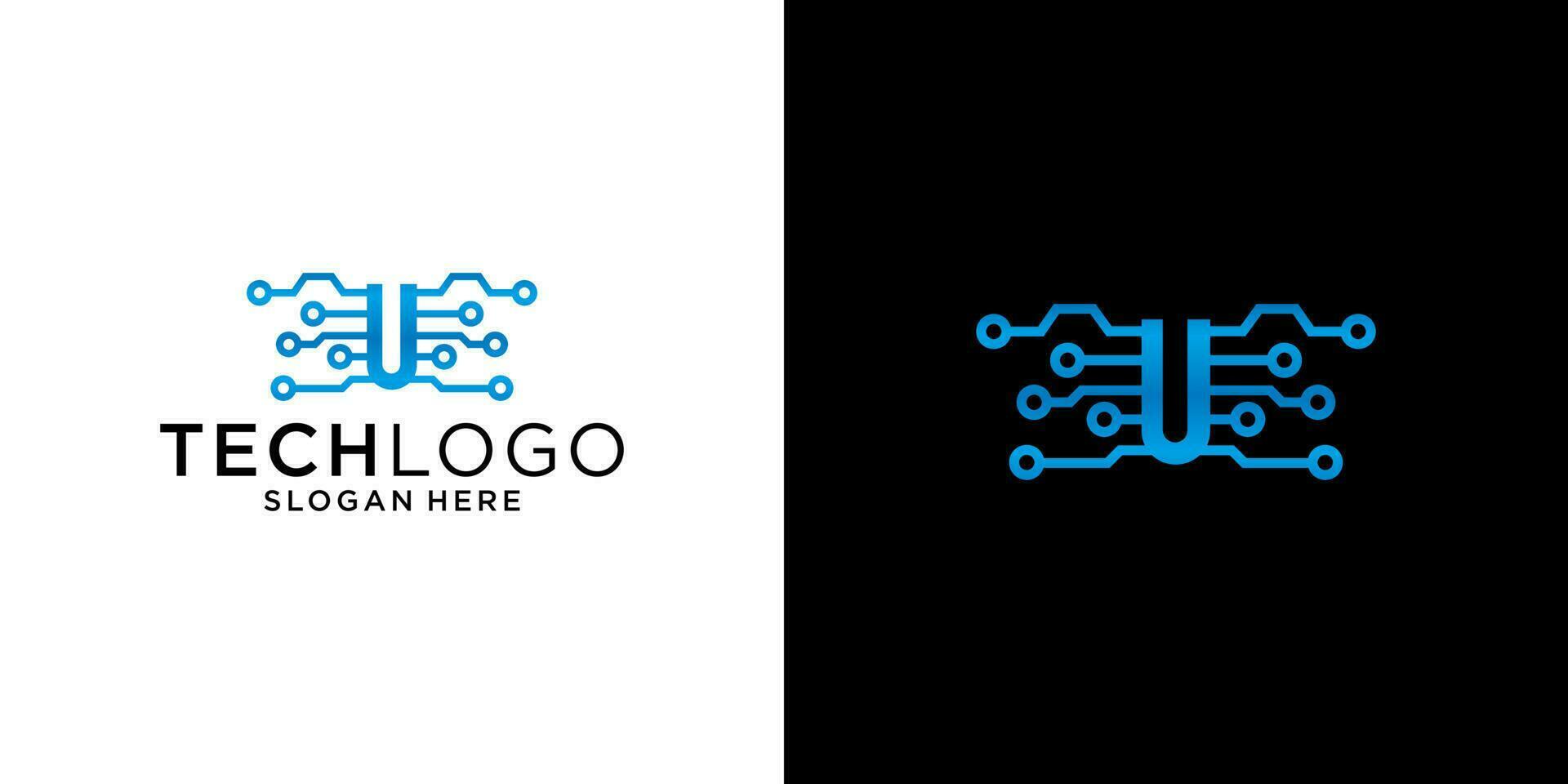 U logo technology design template vector