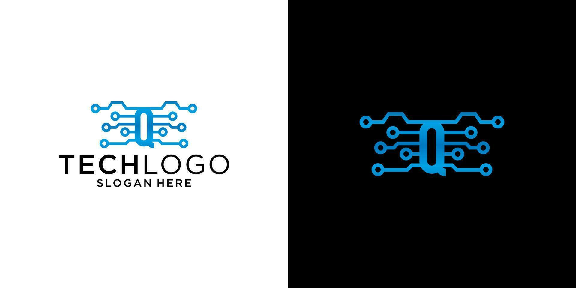 Q logo technology design template vector