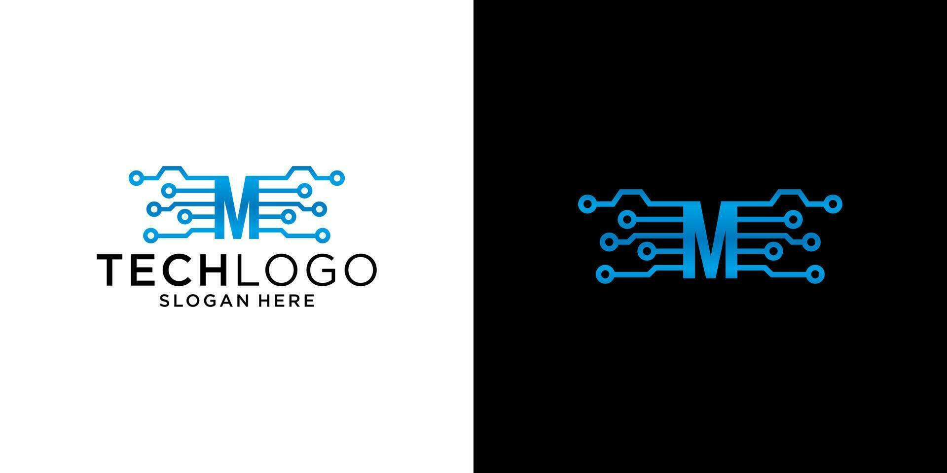 M logo technology design template vector
