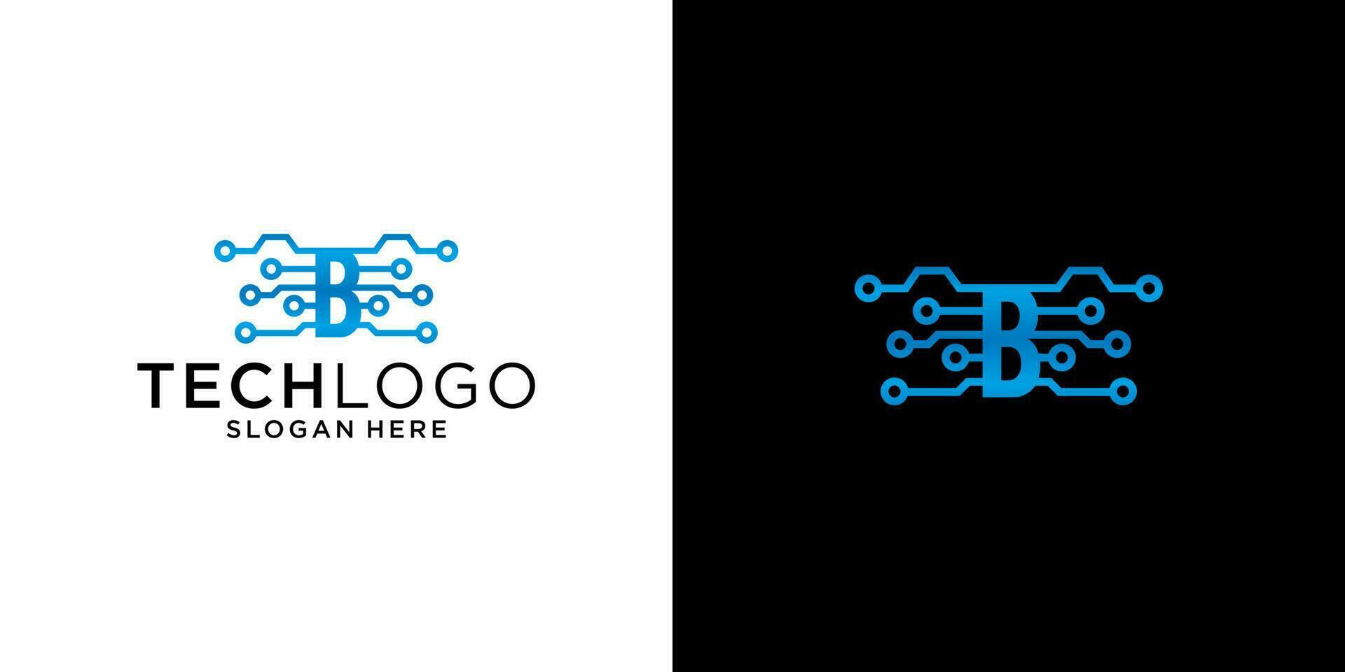 B logo technology design template vector