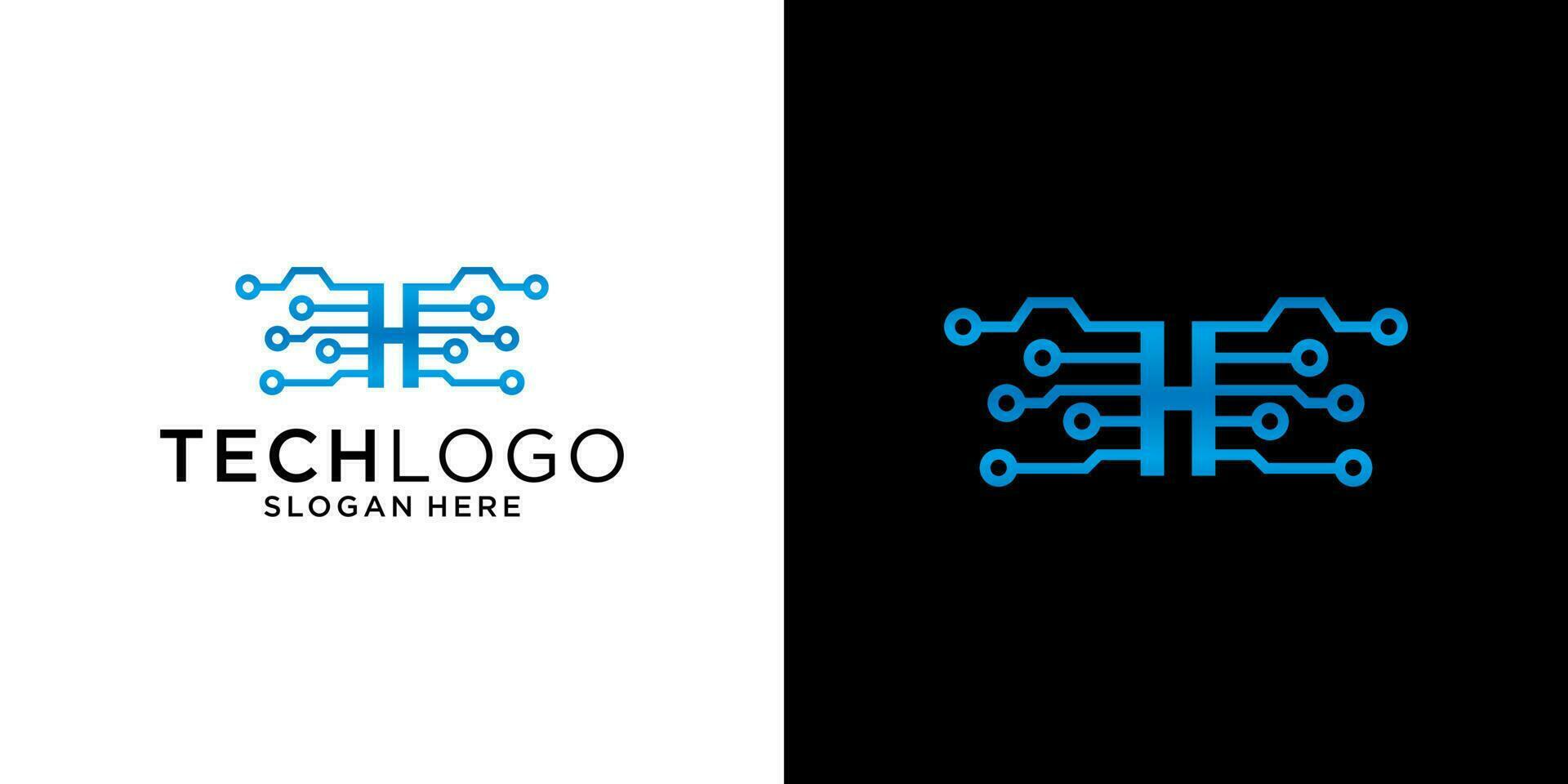 H logo technology design template vector