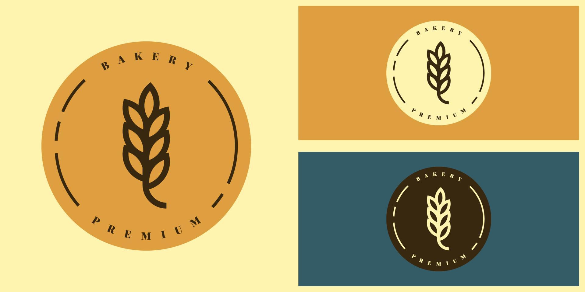 Bakery premium with wheat logo template design vector