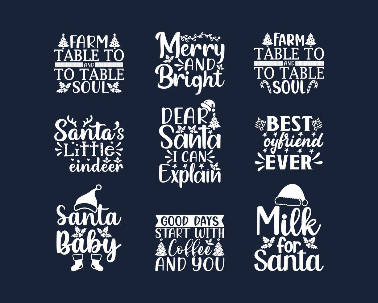 Christmas typography t-shirt design set vector