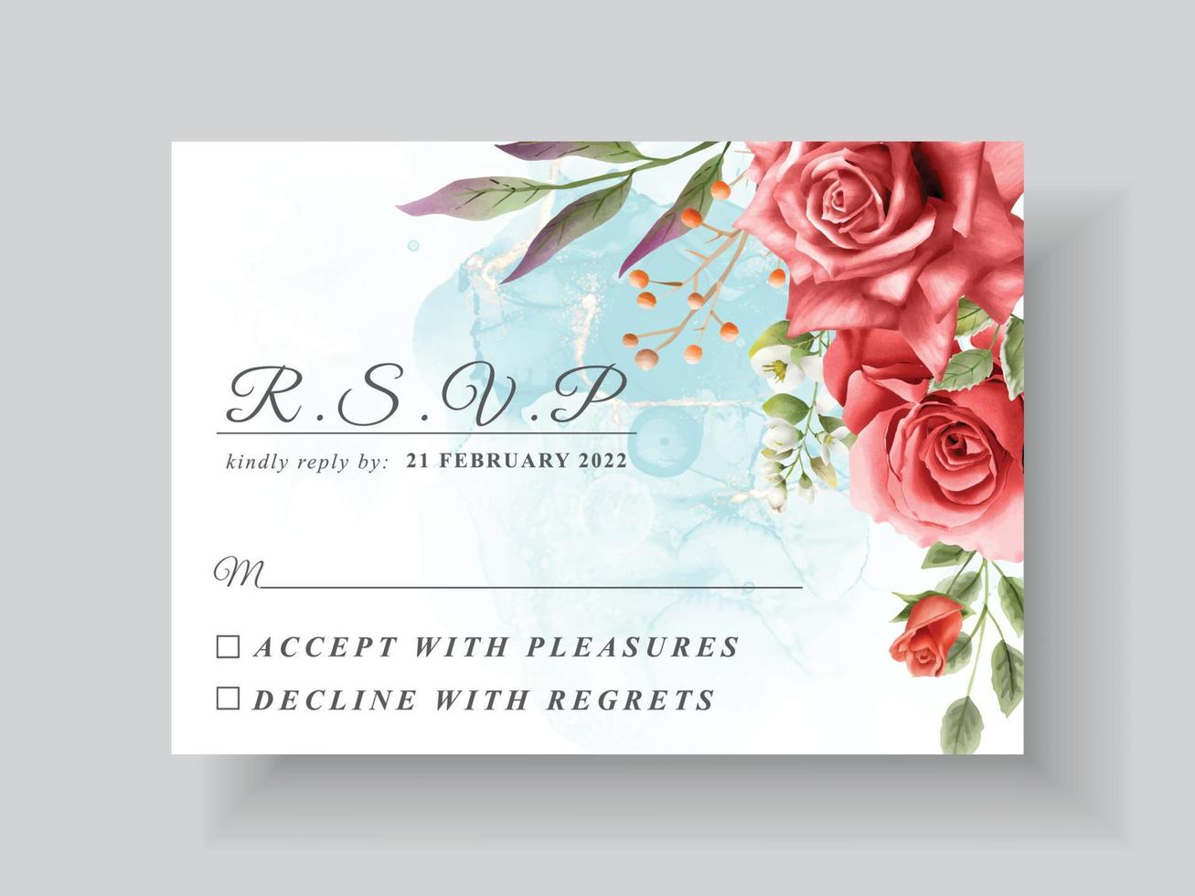 plantilla de tarjeta de invitación de boda floral hermosa y romántica vector