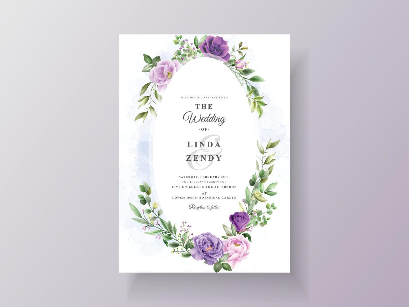 beautiful and romantic floral wedding invitation card template vector