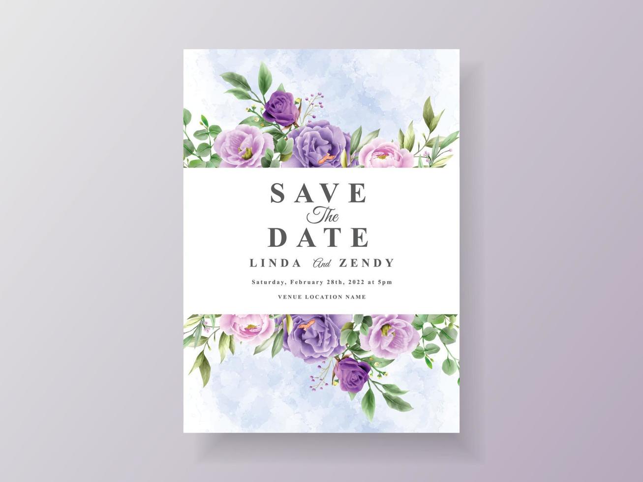 beautiful and romantic floral wedding invitation card template vector