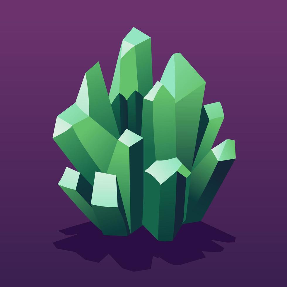 Realistic Green Emerald for Game Assets. Perfect vector. vector