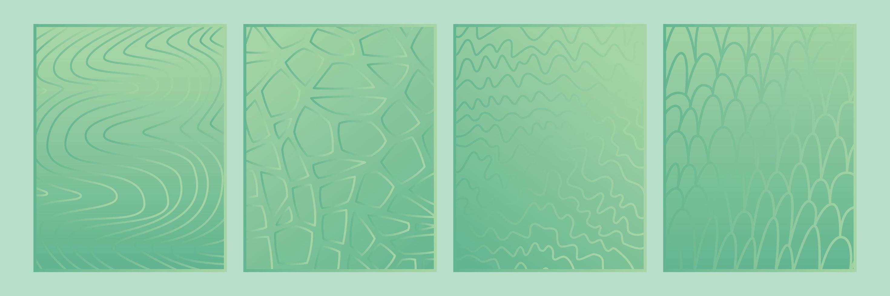 Green booklet cover set. Gradient style and fully editable. vector