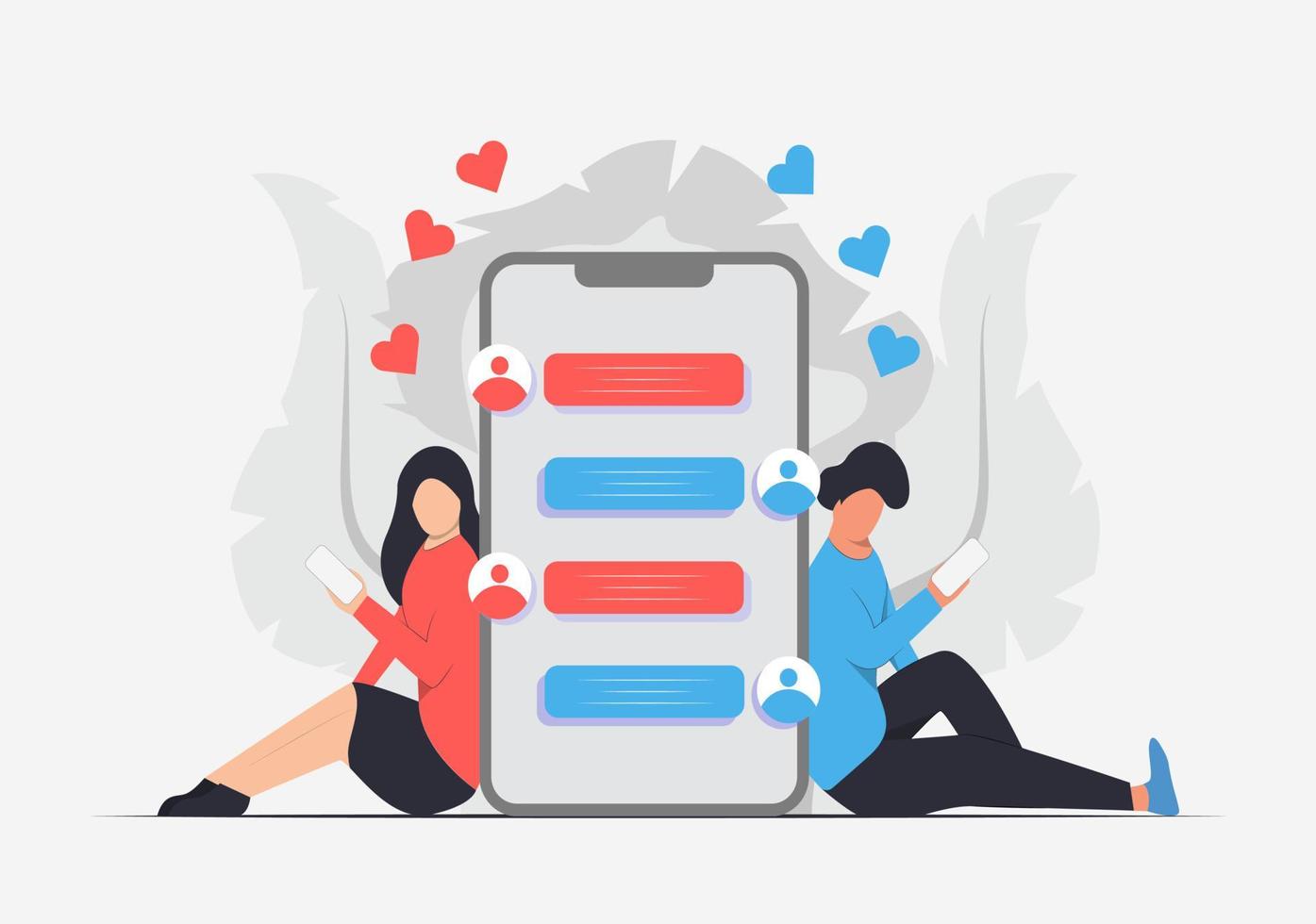 Long Distance Relationship, Online Dating Concept Illustration vector