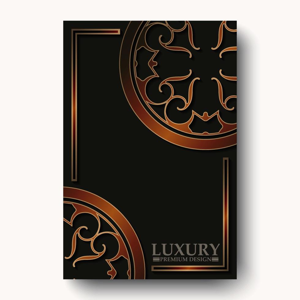 Luxury gold border pattern cover template vector