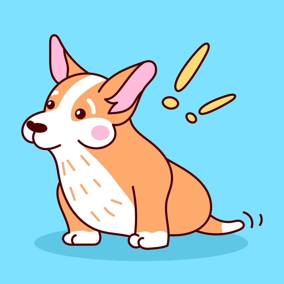 lindo cachorro corgi sentado. ilustración de dibujos animados de vector