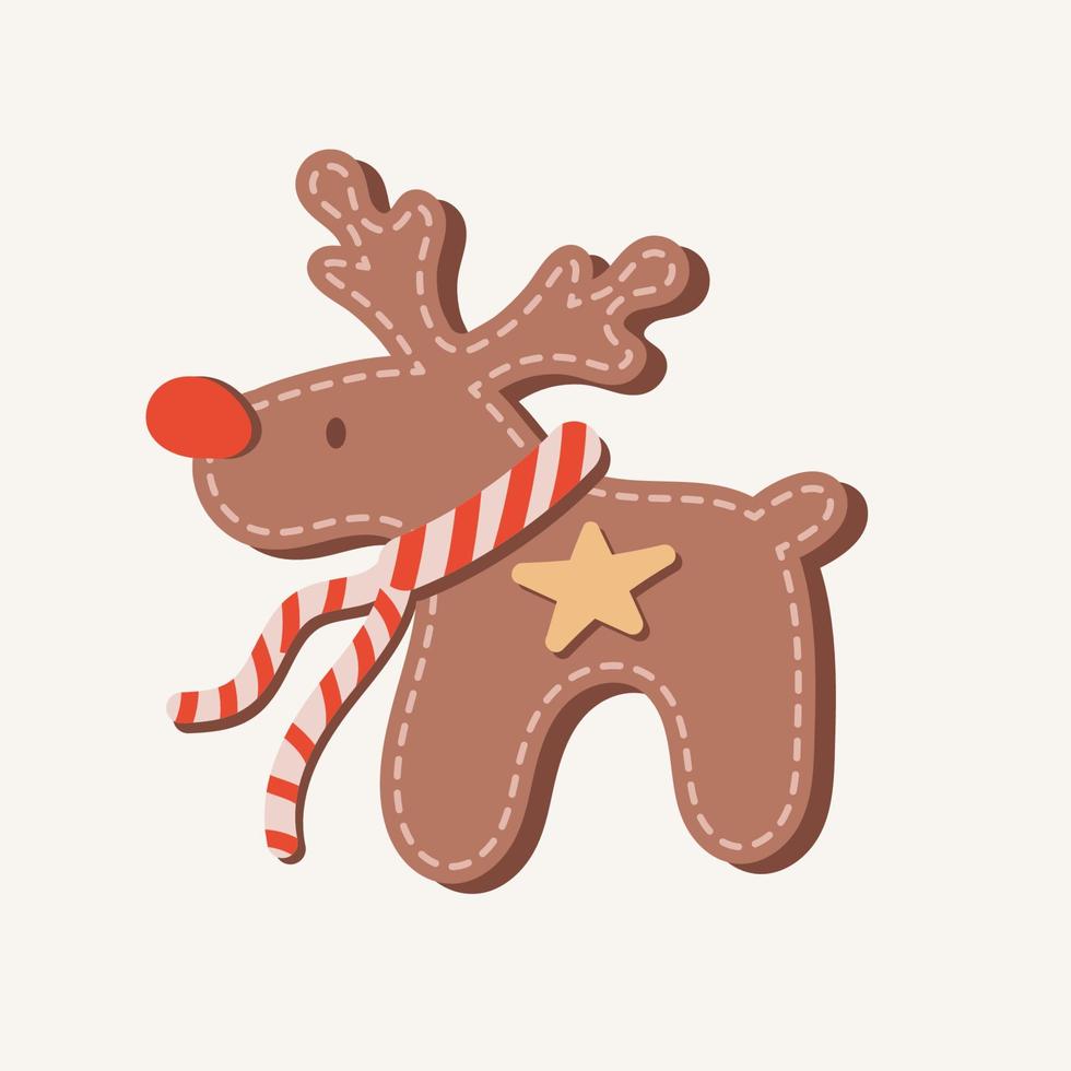 Hand drawn illustration christmas cookies cute deer. Vector illustration on white background