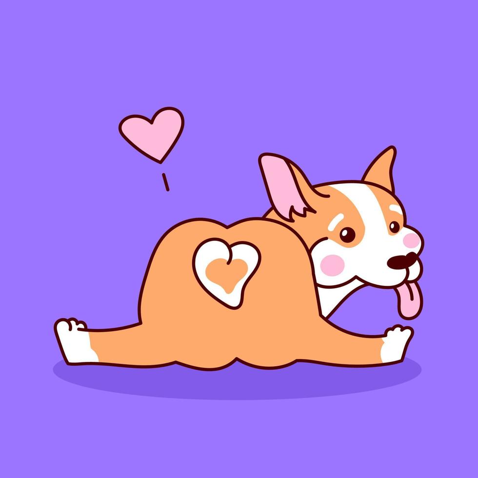 lindo cachorro corgi sentado. ilustración de dibujos animados de vector