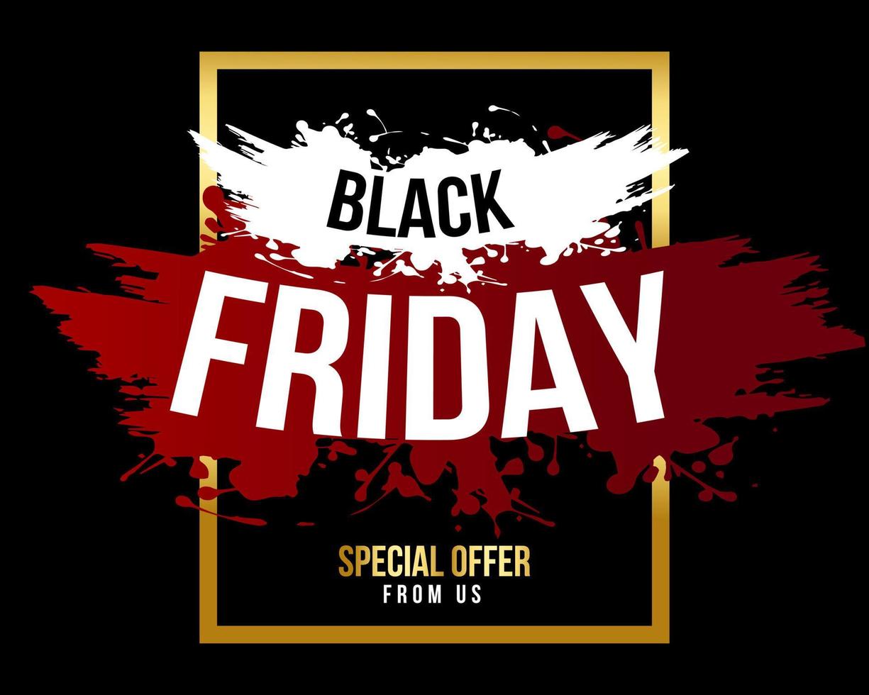 modern black friday super sale with gold rectangle vector