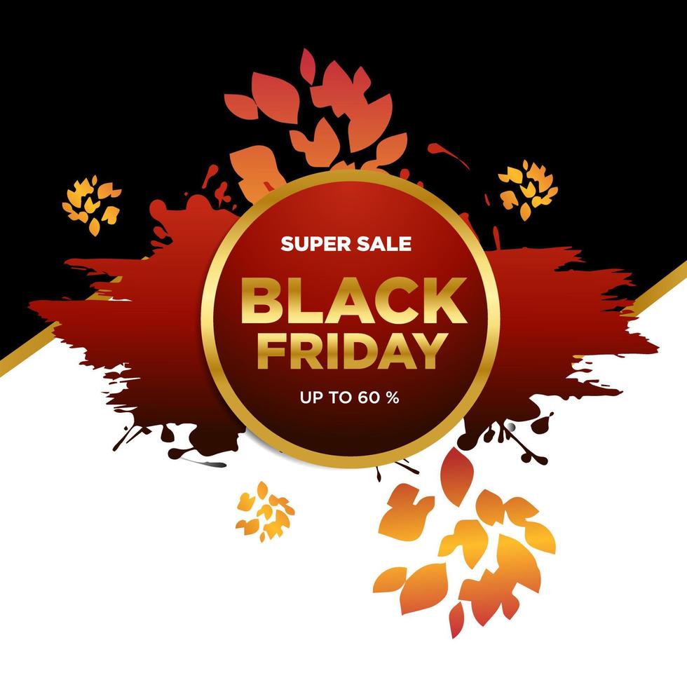 modern black friday super sale with red splash vector