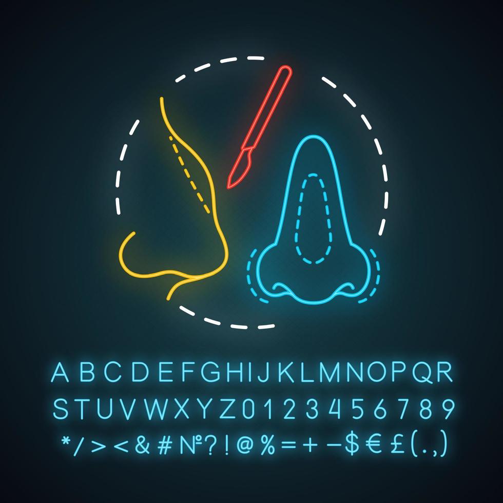 Rhinoplasty neon light icon vector