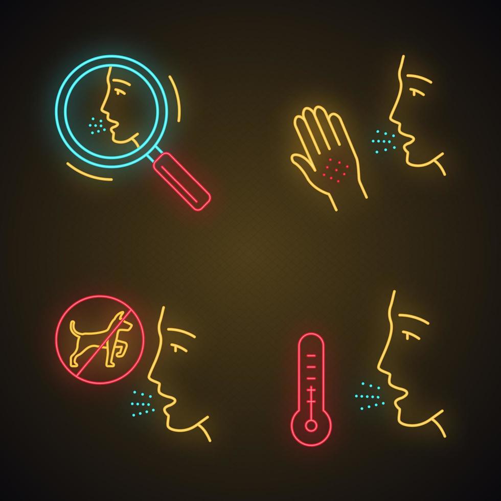 Allergies app icons set vector