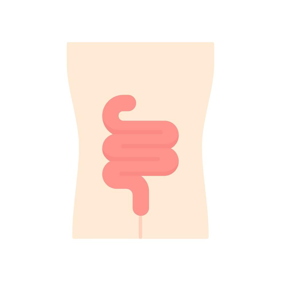 Healthy intestine flat design long shadow color icon. Human organ in good health. Functioning digestive system. Wholesome gastrointestinal tract. Vector silhouette illustration