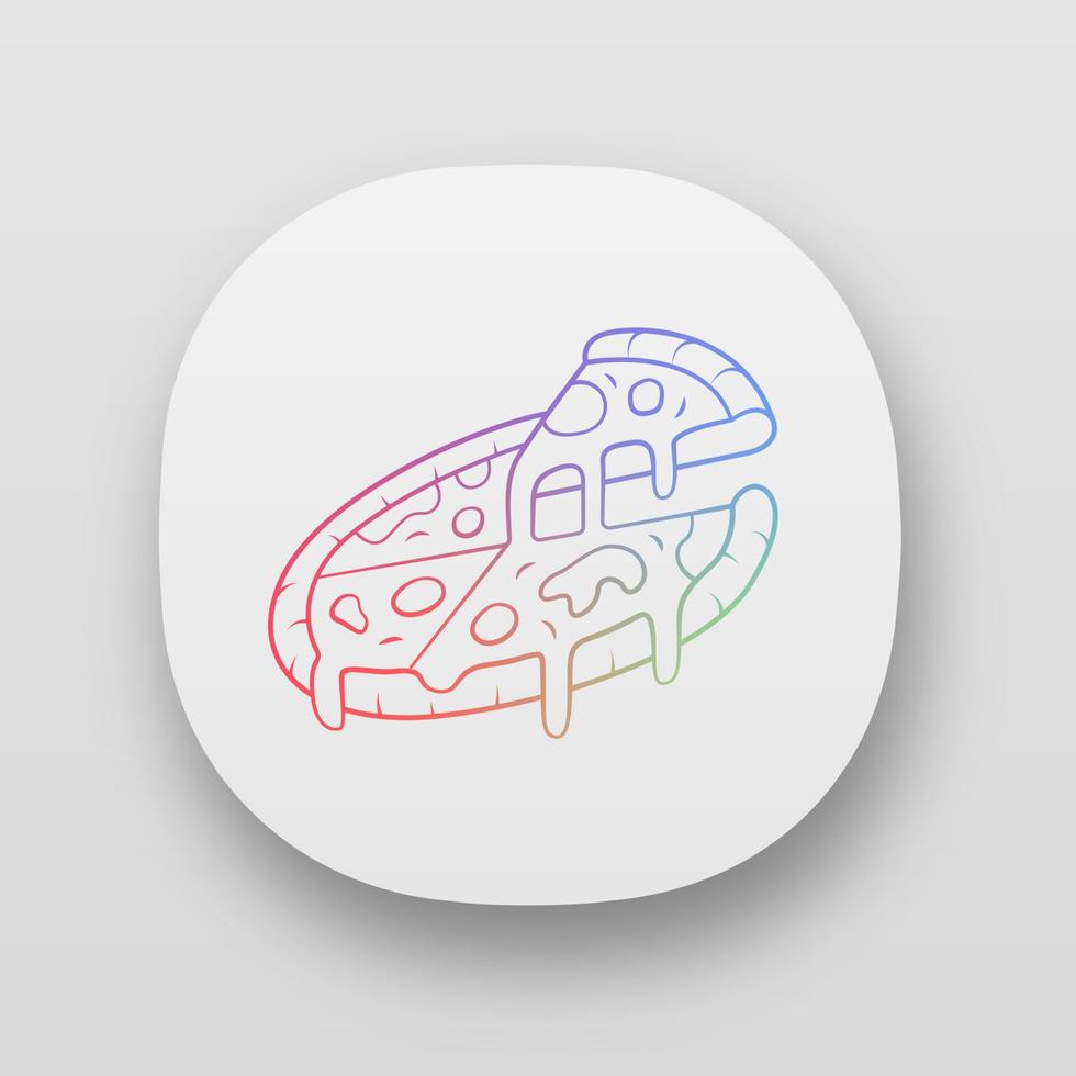 icono de la aplicación de pizza en rodajas. pizzería, pizzería, restaurante, menú de cafetería. comida tradicional italiana. Entrega de comida rápida. interfaz de usuario ui ux. aplicaciones web o móviles. ilustraciones vectoriales aisladas vector