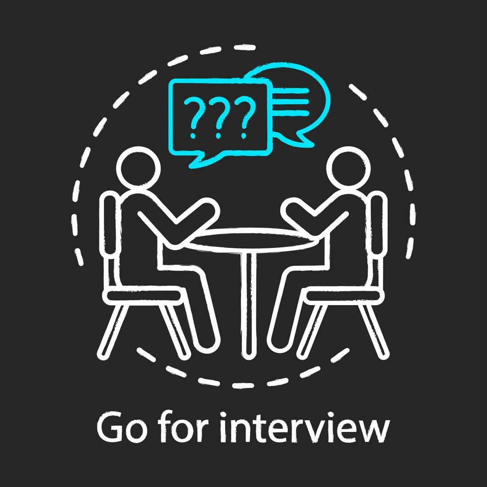 ir al icono de tiza de concepto de entrevista. idea de entrevista de trabajo. caza de cabezas. contratación de personal. empleo, contratación. vector ilustración de pizarra aislada