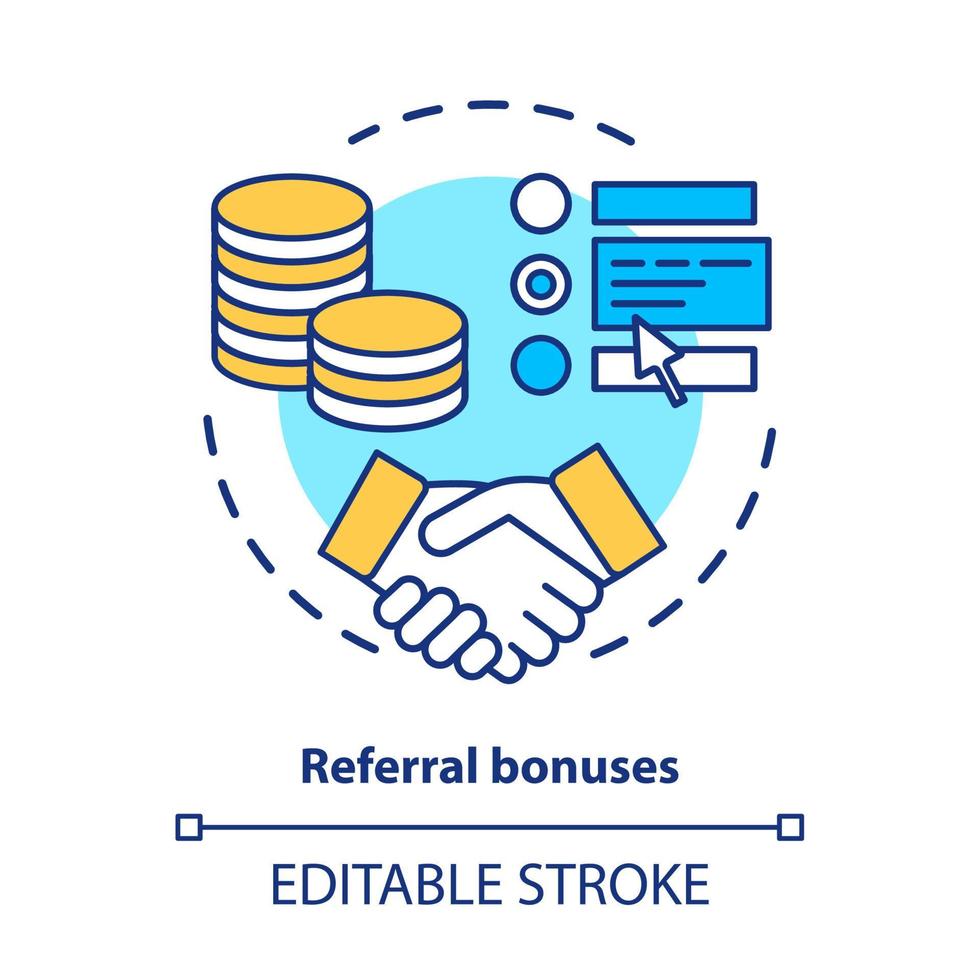 Casino referral bonuses concept icon. Reward program idea thin line illustration. Referral awards, incentives and benefits. Redeem points Vector isolated outline drawing. Editable stroke