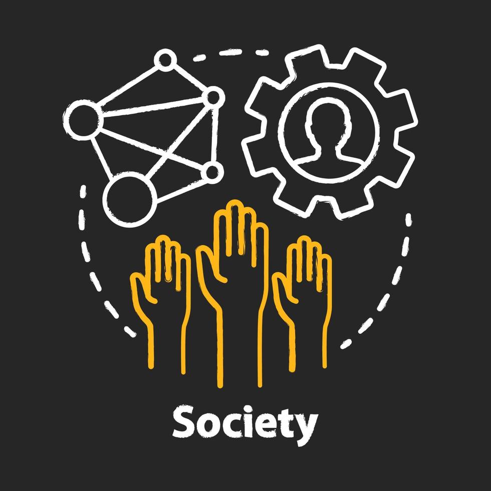 icono del concepto de tiza de la sociedad. idea de comunidad, integración social y relaciones. responsabilidad social, solidaridad y tolerancia. vector ilustración de pizarra aislada