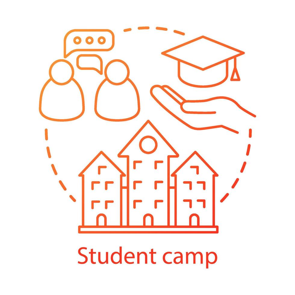 icono del concepto de campamento de estudiantes. club educativo de verano,  ilustración de línea fina de
