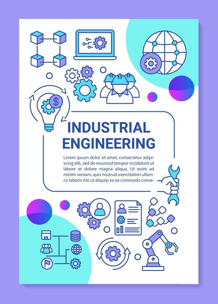 Industrial engineering brochure template layout. Fabrication system. Flyer, leaflet print design with linear illustrations. Vector page layouts for magazines, annual reports, advertising posters