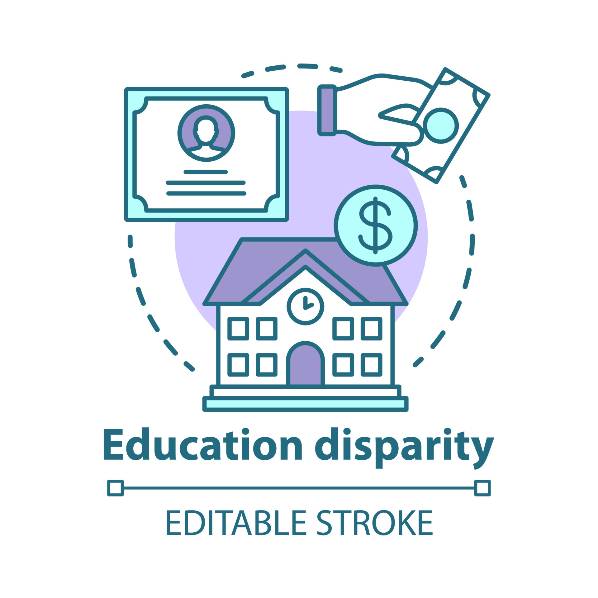Education disparity concept icon. Educational inequality idea thin line illustration. School 