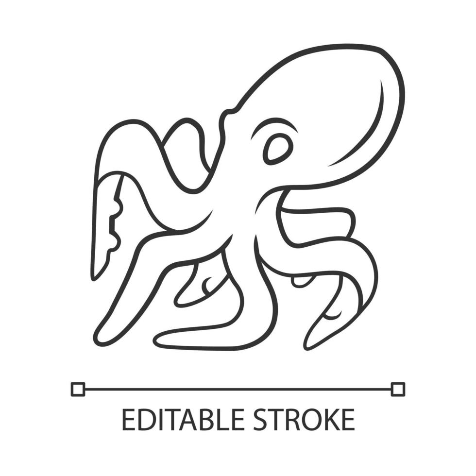 Octopus linear icon. Swimming underwater animal with tentacles. Marine  creature. Aquatic invertebrate mollusk. Thin line illustration. Contour  symbol. Vector isolated outline drawing. Editable stroke 4190921 Vector Art  at Vecteezy