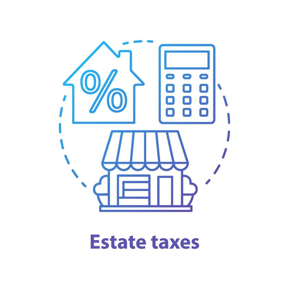 Estate taxes blue concept icon. Financial levy idea thin line illustration. Inheritance tax. Paying percent for inherited assets, money and property. Real estate fee. Vector isolated outline drawing