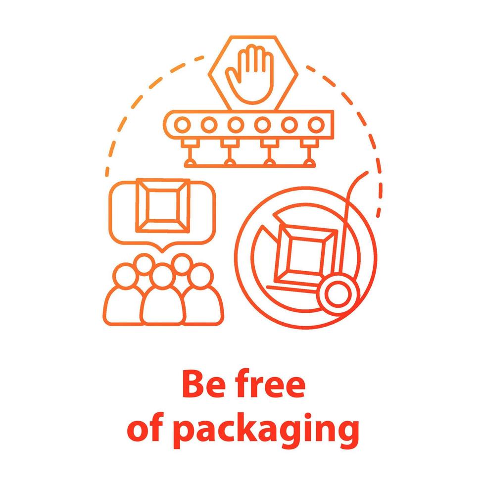 Be free of packaging red concept icon. Zero waste idea thin line illustration. Drop shipping service. Direct products delivery. Sustainable package. Vector isolated outline drawing