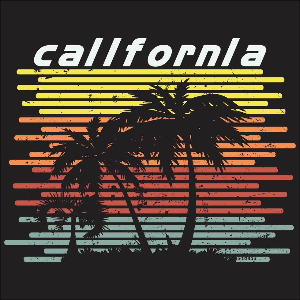 diseño de camiseta de moda de california con palmeras vector
