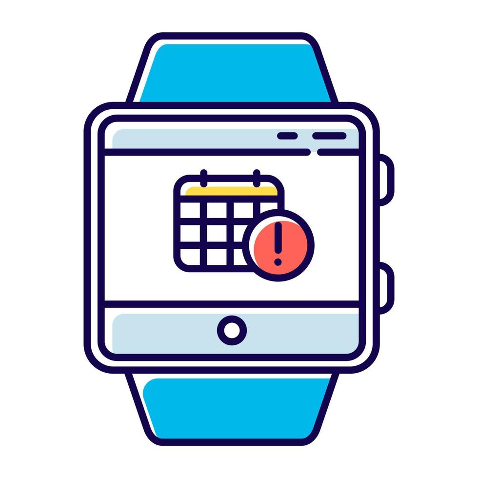 Scheduling events smartwatch function color icon. Fitness wristband capability. Modern device feature. Calendar and timetable. Planning and time management. Isolated vector illustration