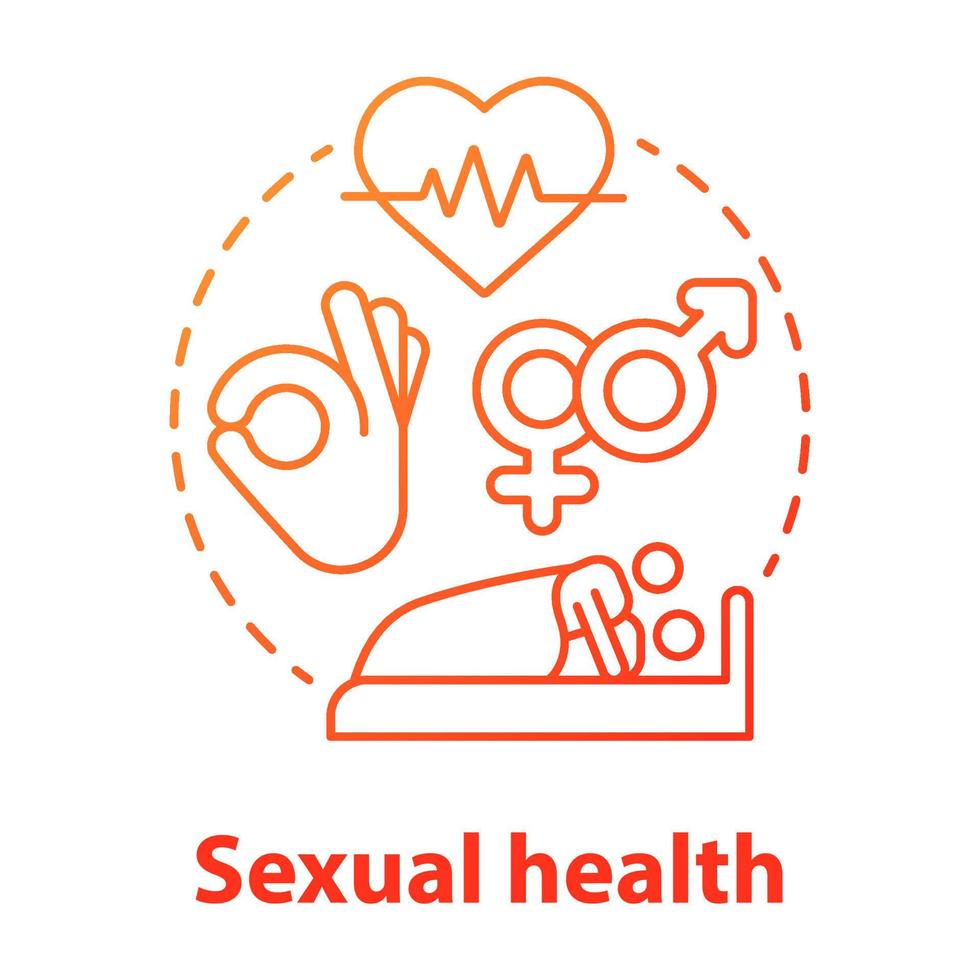 Sexual health red gradient concept icon. Protected sex idea thin line illustration. Contraception, reproductive system, STIs. Sex education, healthcare. Vector isolated outline drawing