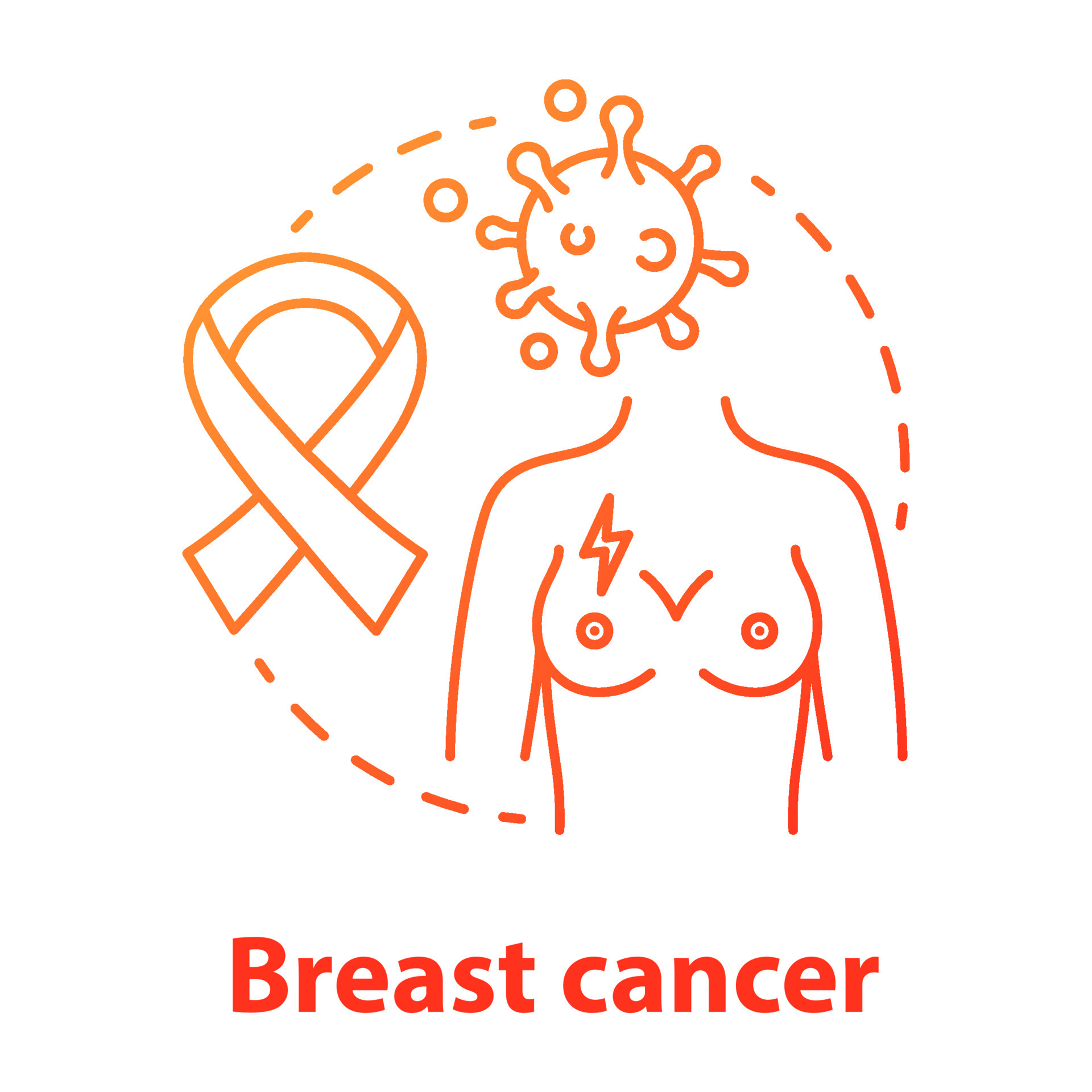 Breast cancer red gradient concept icon. Oncological disease idea thin line  illustration. Women healthcare. Ribbon, awareness month. Tissue, carcinoma.  Vector isolated outline drawing 4191113 Vector Art at Vecteezy