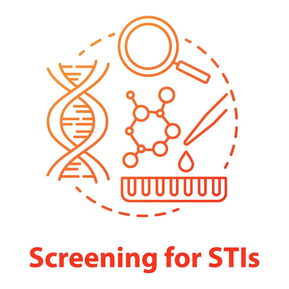 detección del icono del concepto rojo de stis. Infecciones de transmisión sexual idea ilustración de línea fina. revisión médica. examen de enfermedades venéreas. sexo sin protección. dibujo de contorno aislado vectorial vector