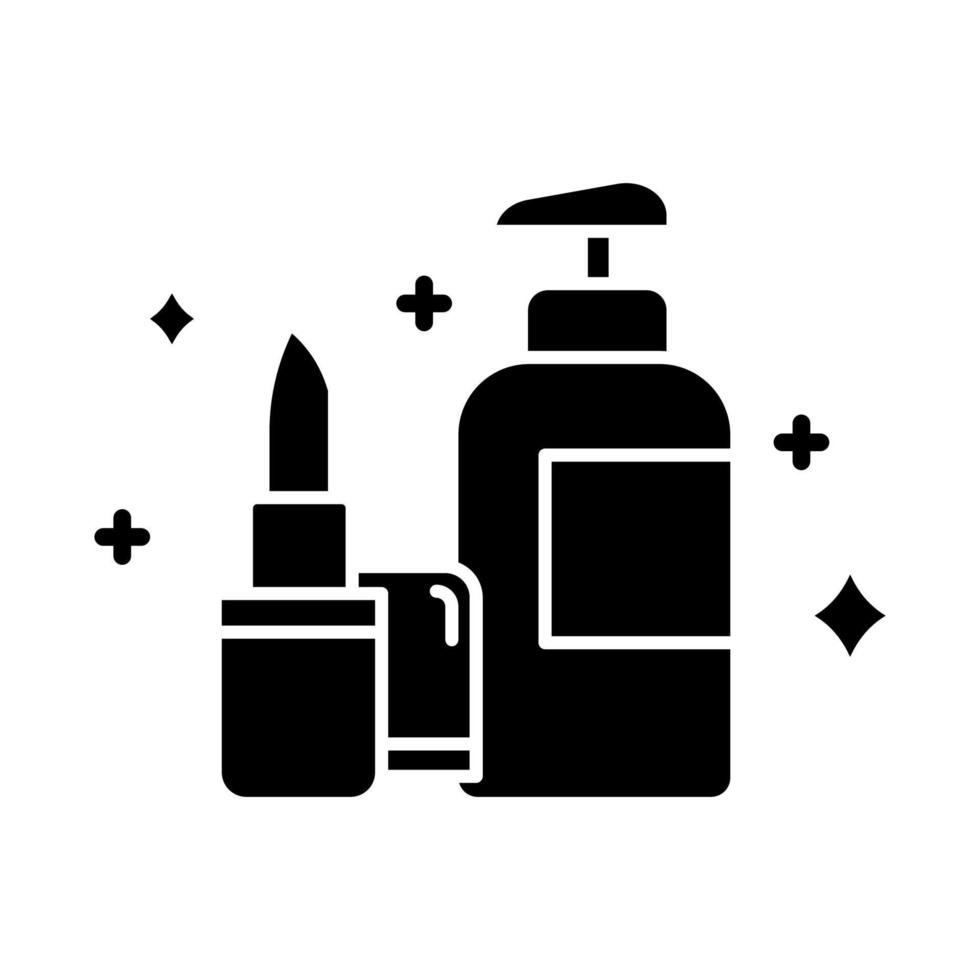 icono de glifo de belleza y cuidado personal. maquillaje y cuidado de la piel. cosmética decorativa. departamento de comercio electrónico, categorías de compras online. símbolo de silueta. espacio negativo. vector ilustración aislada