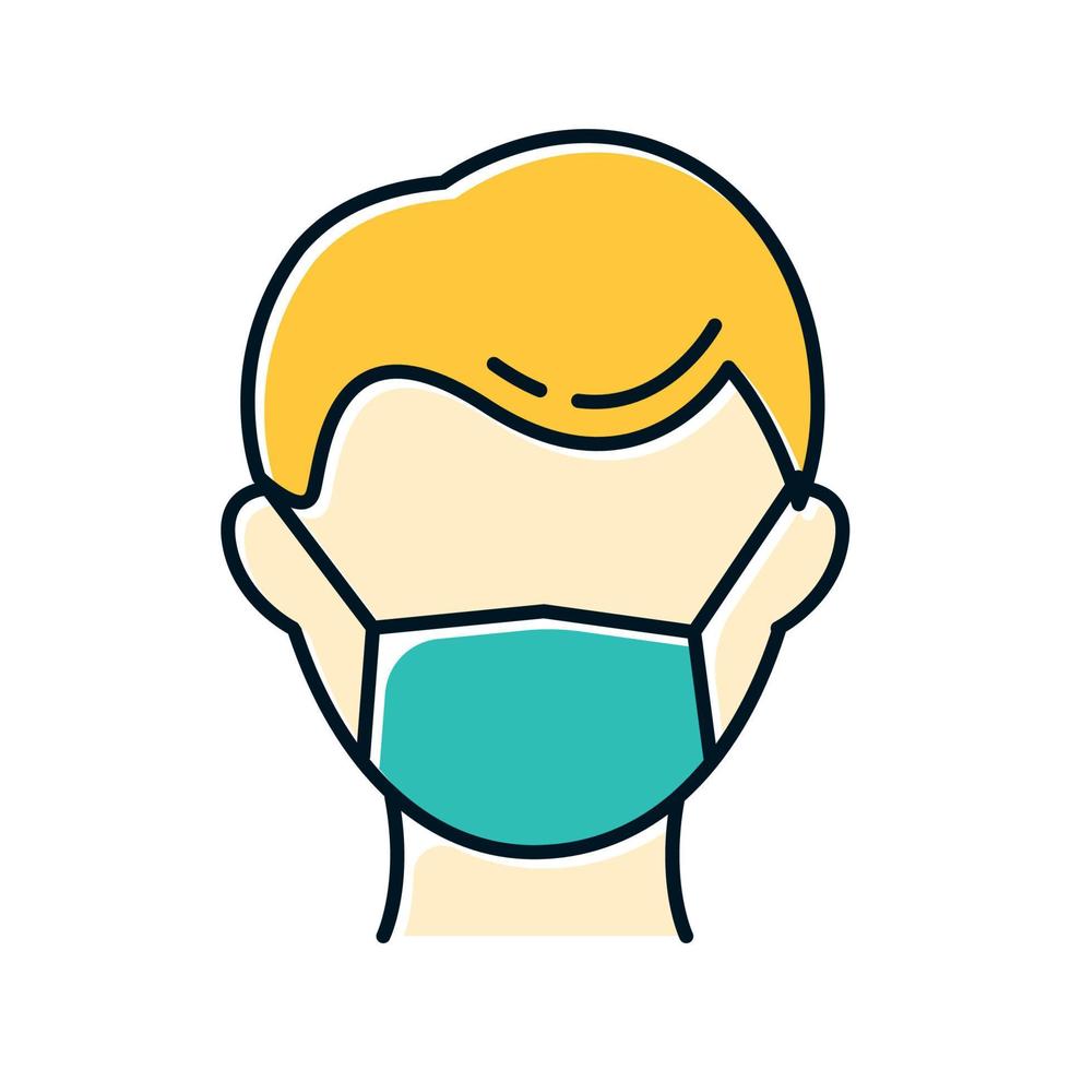 Disposable medical mask color icon. Common cold. Influenza virus prevention. Flu infection precaution. Contagious disease. Respiratory problem. Medical worker. Healthcare. Isolated vector illustration